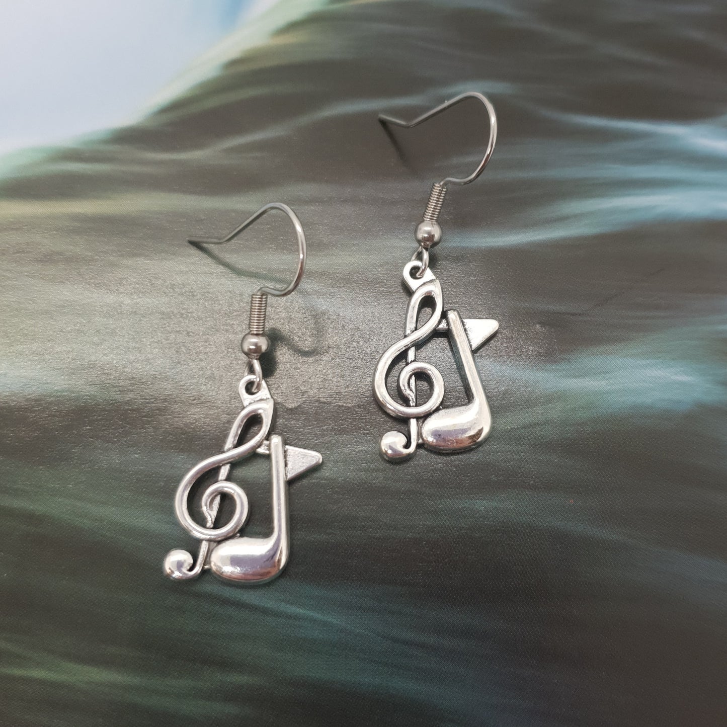 Antique Silver Music Notes Earrings