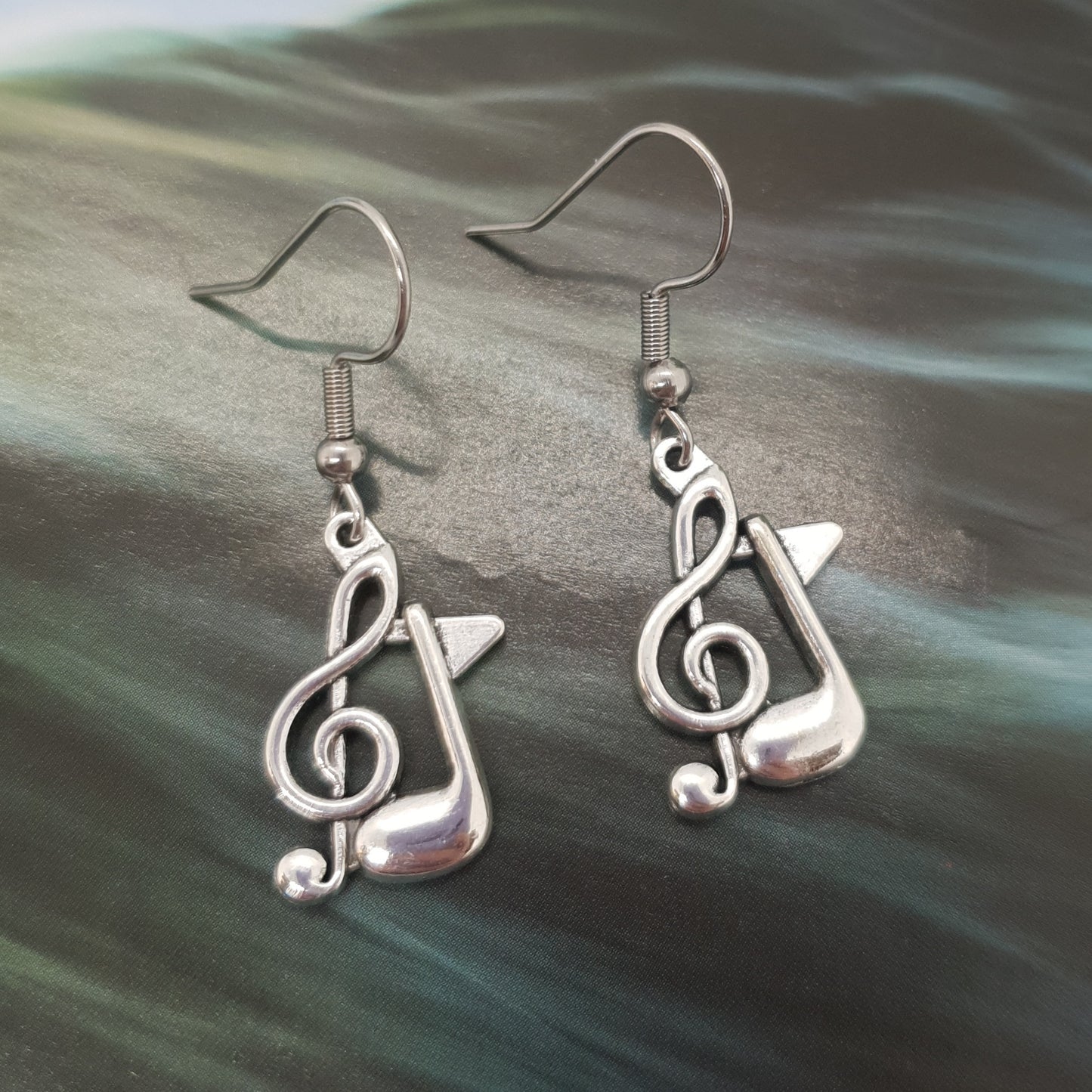 Antique Silver Music Notes Earrings