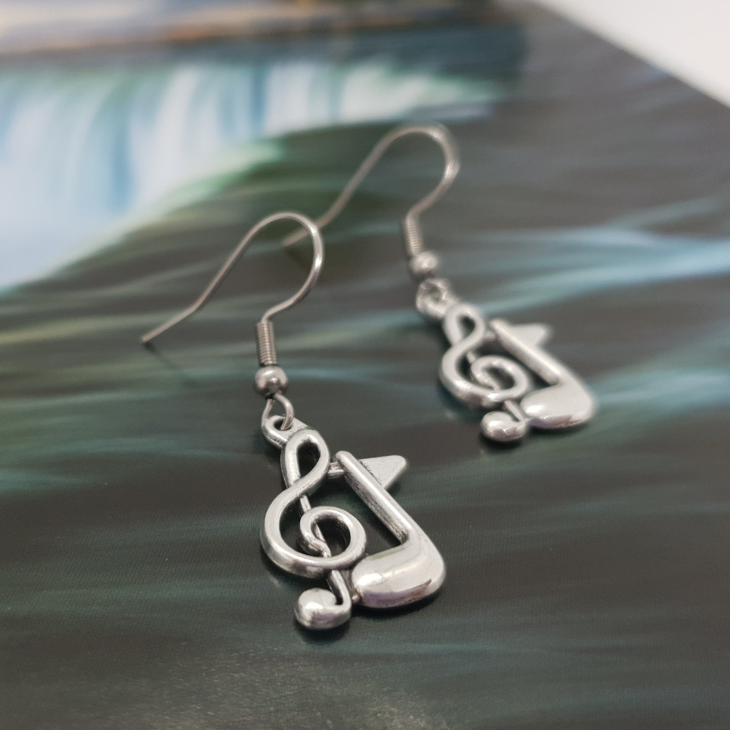 Antique Silver Music Notes Earrings