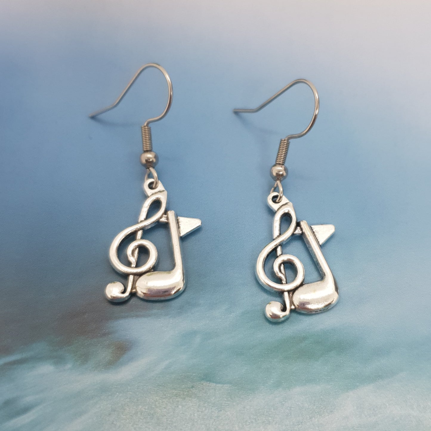 Antique Silver Music Notes Earrings