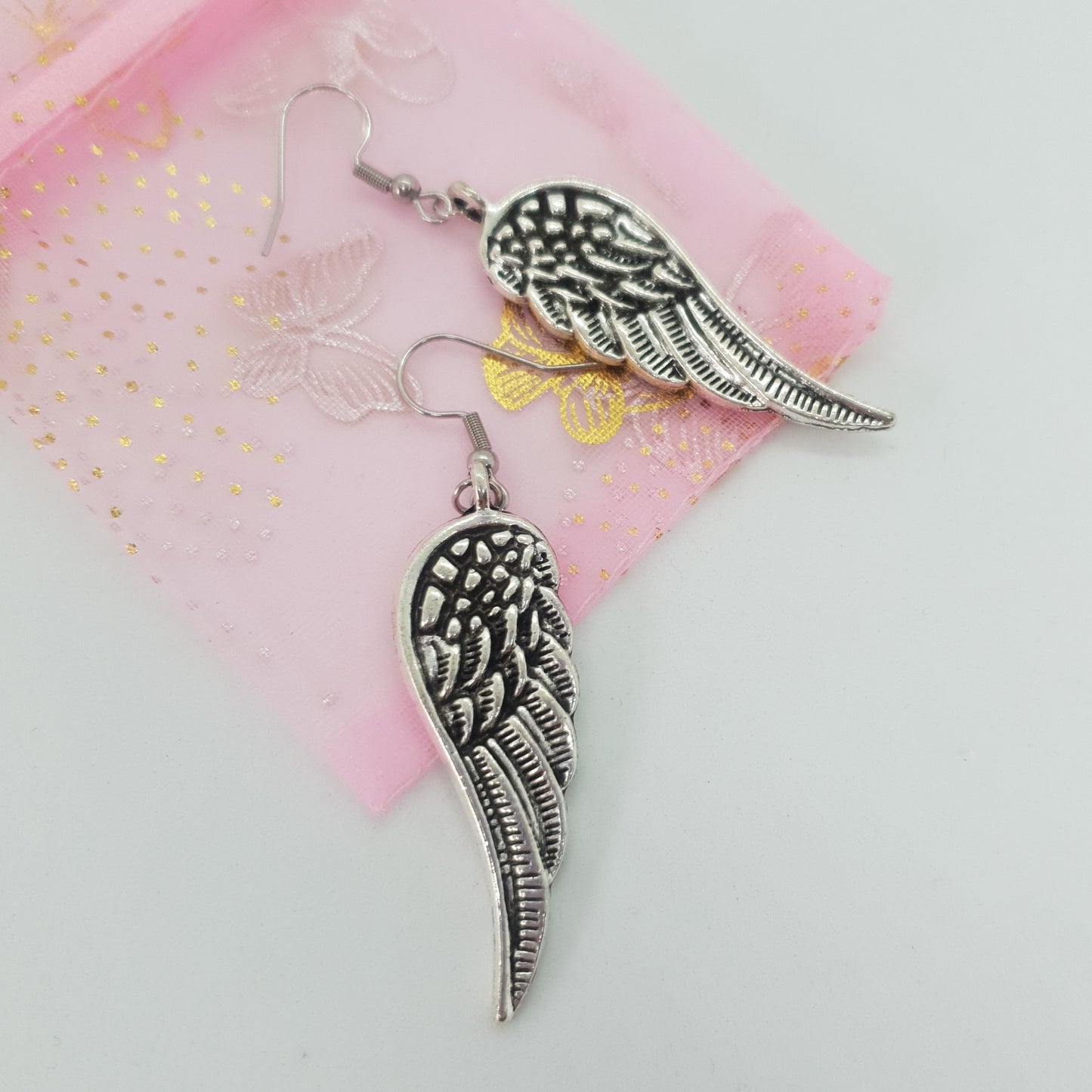 Antique Silver Angel Wing Earrings