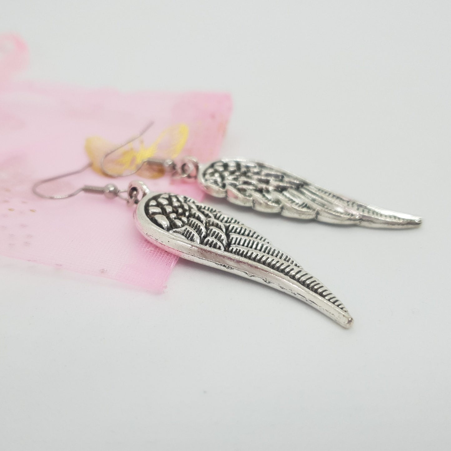 Antique Silver Angel Wing Earrings