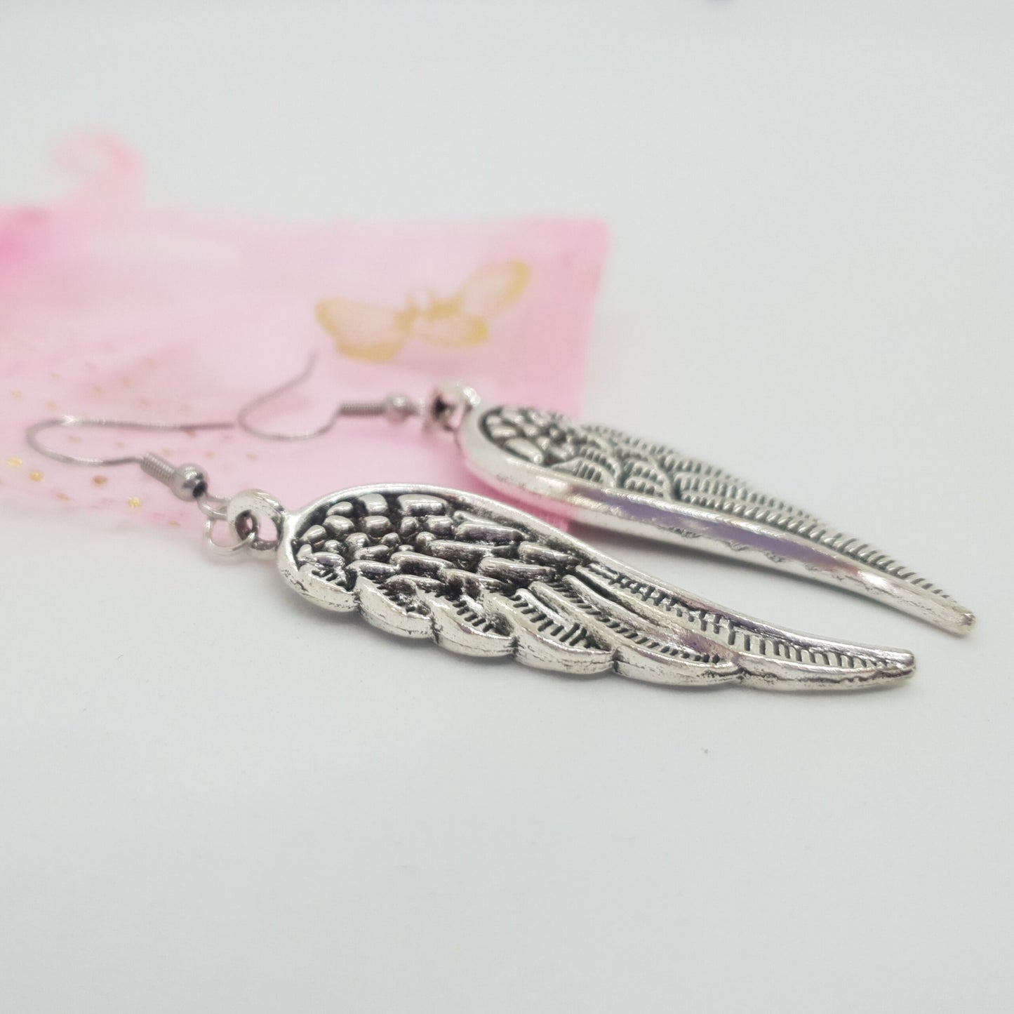 Antique Silver Angel Wing Earrings