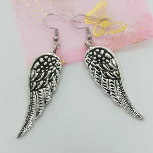 Antique Silver Angel Wing Earrings