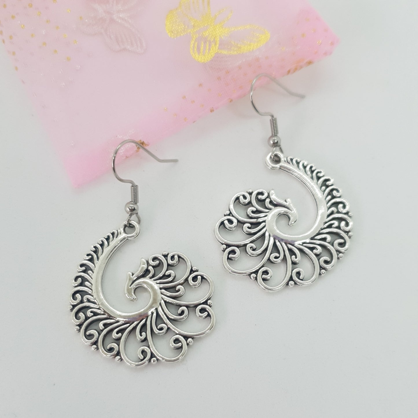 Filigree Spiral Phoenix Earrings