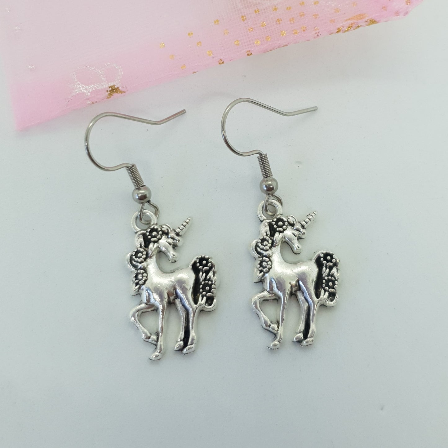 Antique Silver Unicorn Earrings