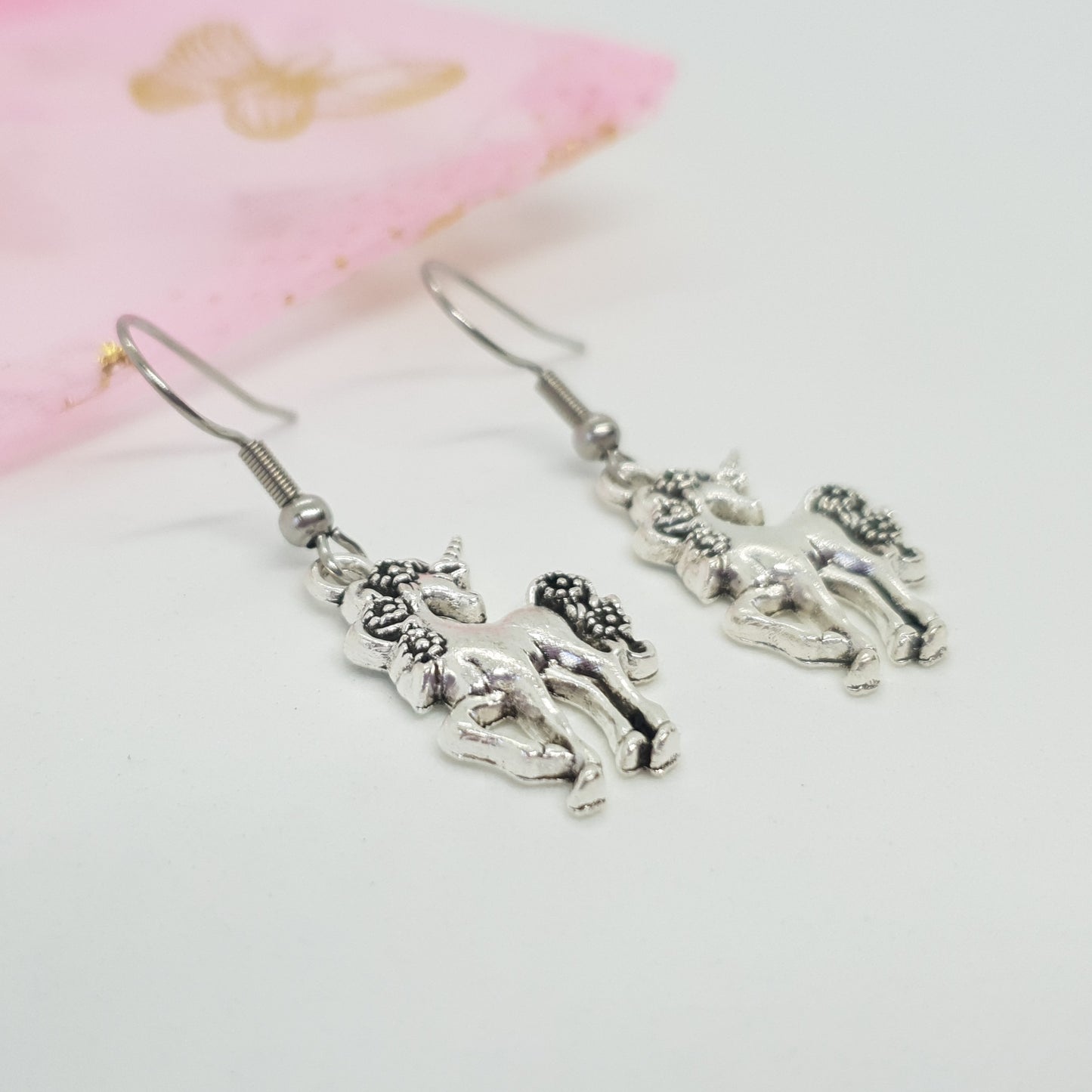 Antique Silver Unicorn Earrings