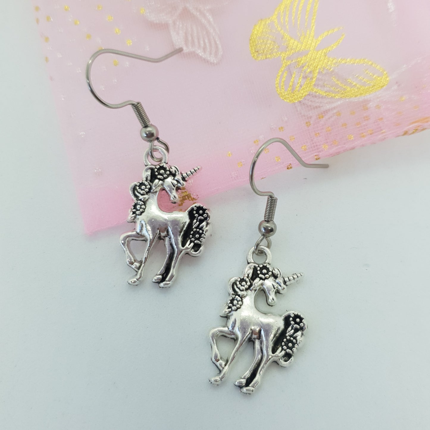 Antique Silver Unicorn Earrings