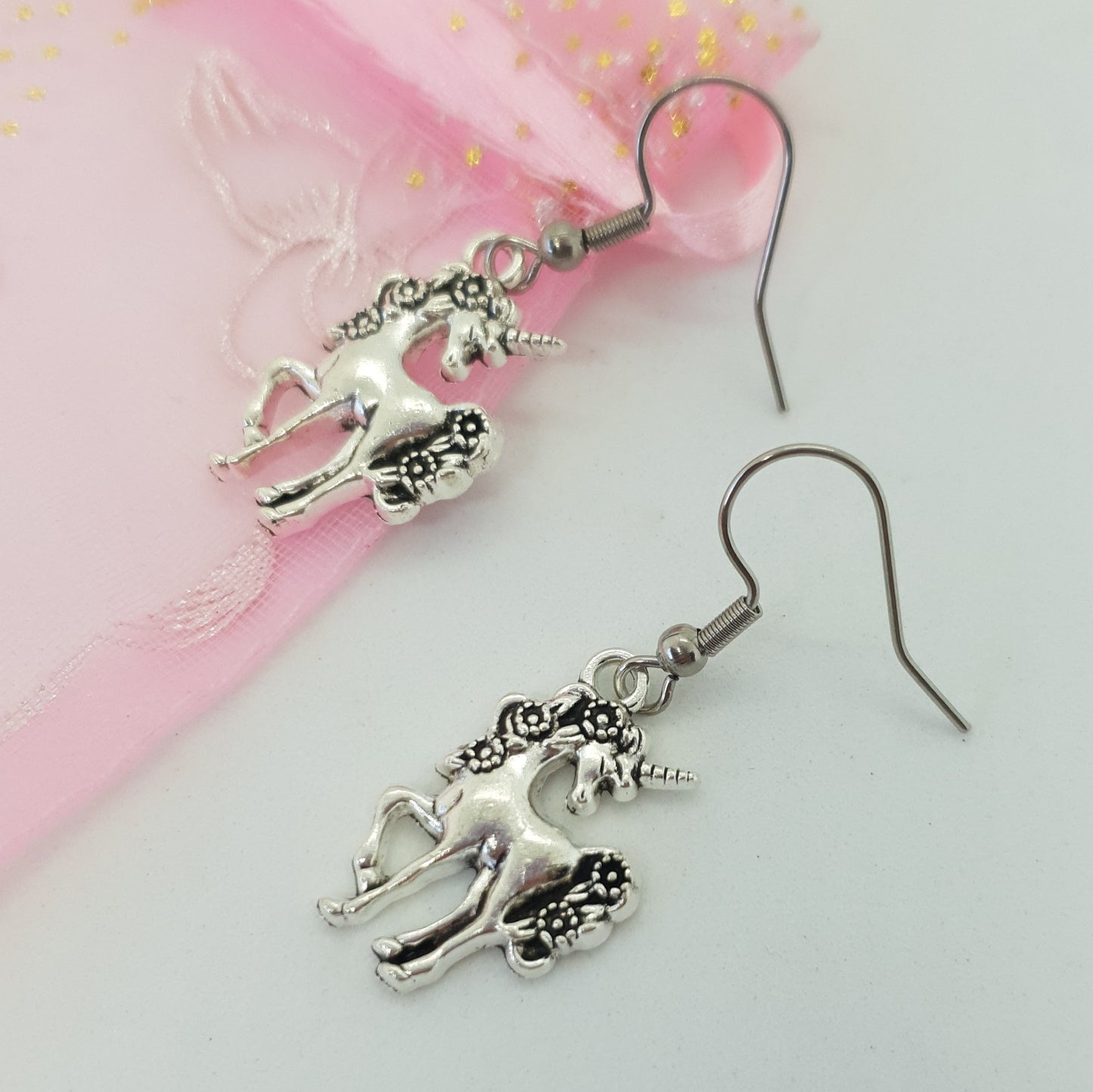 Antique Silver Unicorn Earrings