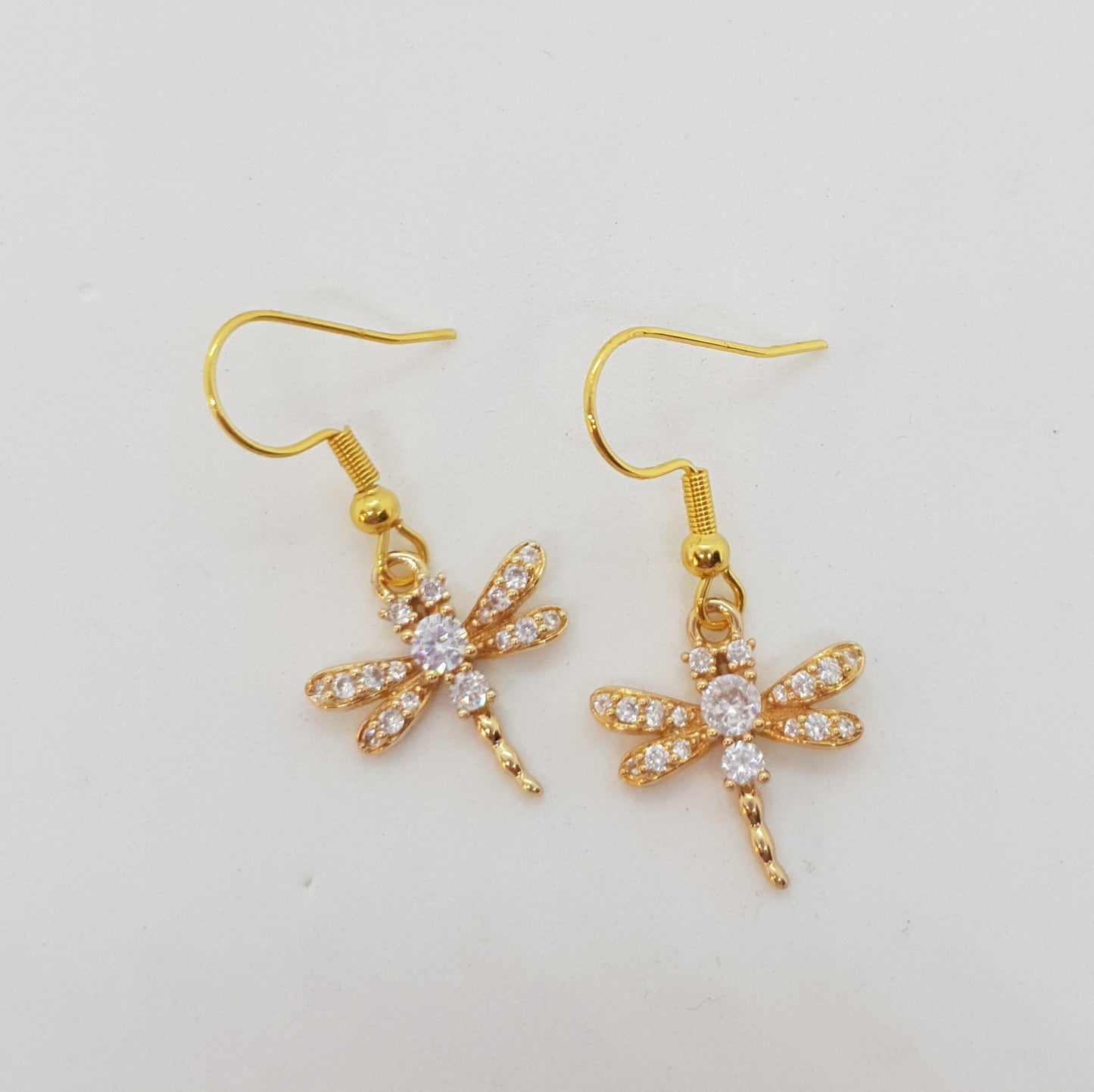 24k Champagne Gold Dragonfly Earrings