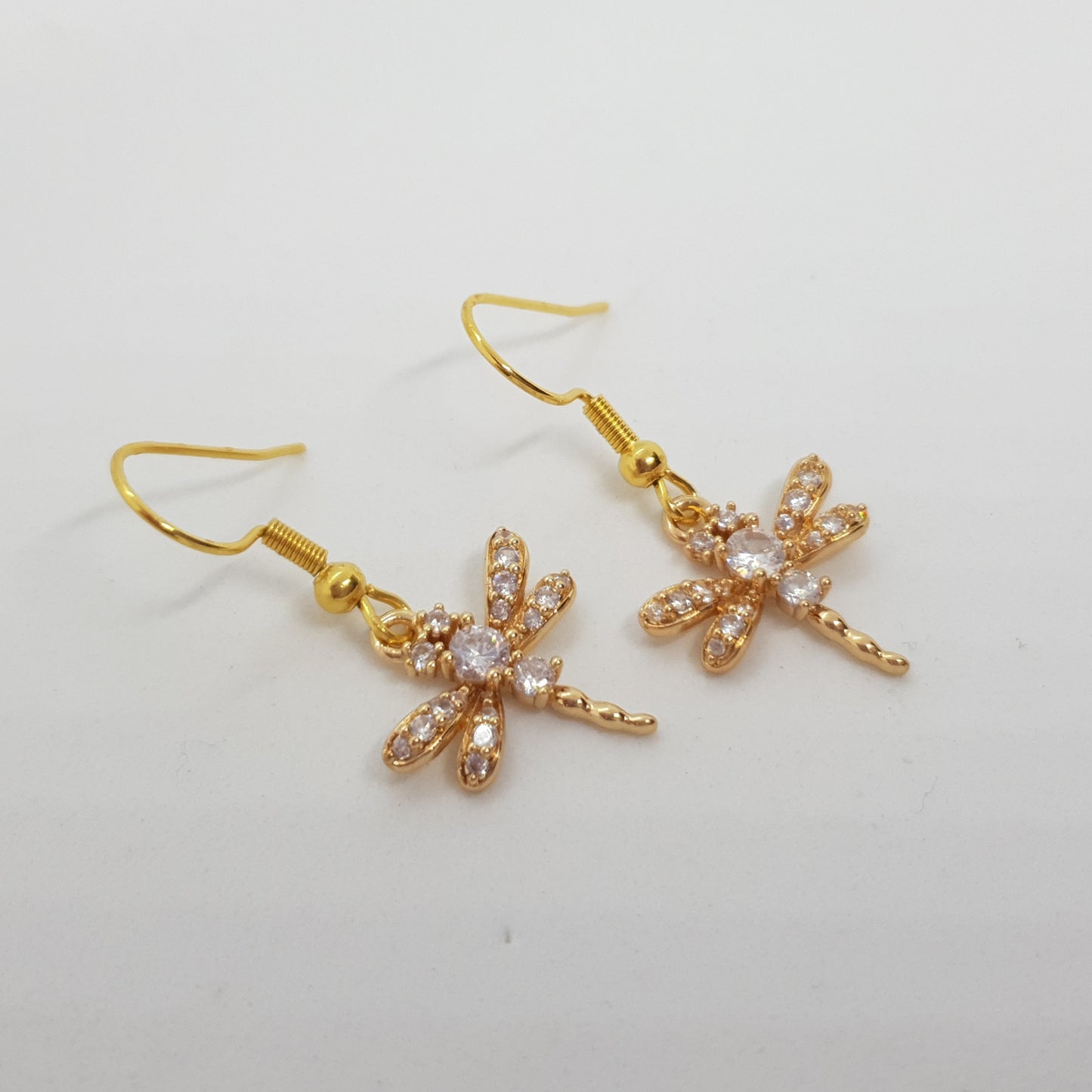 24k Champagne Gold Dragonfly Earrings