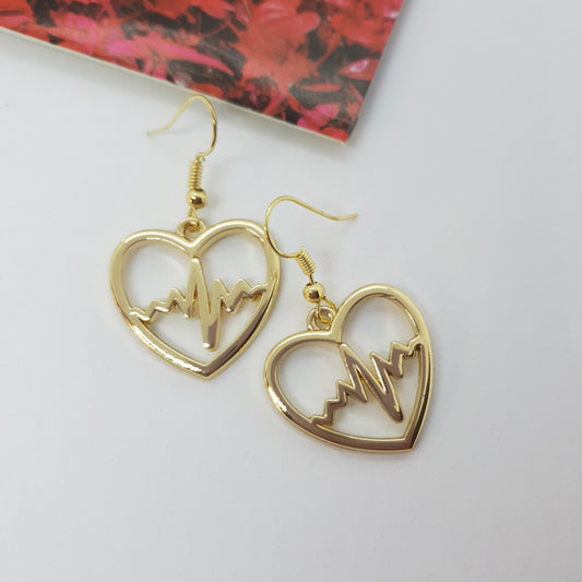 Gold Heartbeat Earrings