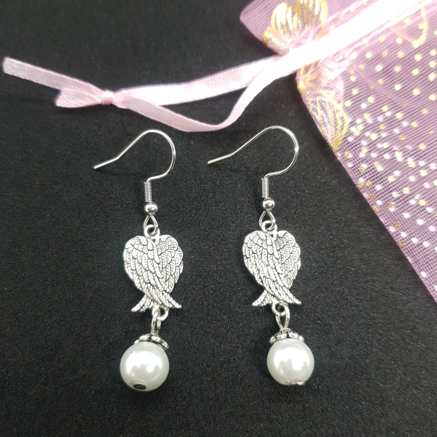 Silver Baby Angel Wings Earrings