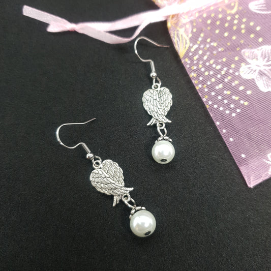 Silver Baby Angel Wings Earrings