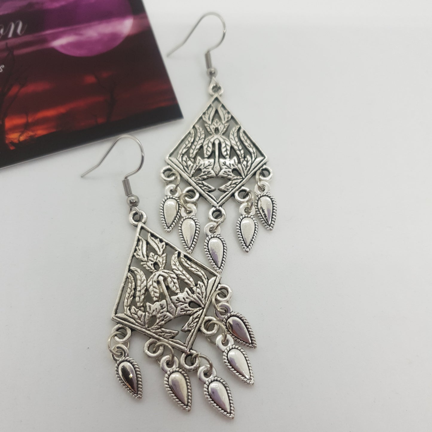 Silver Teardrop Tassel Earrings