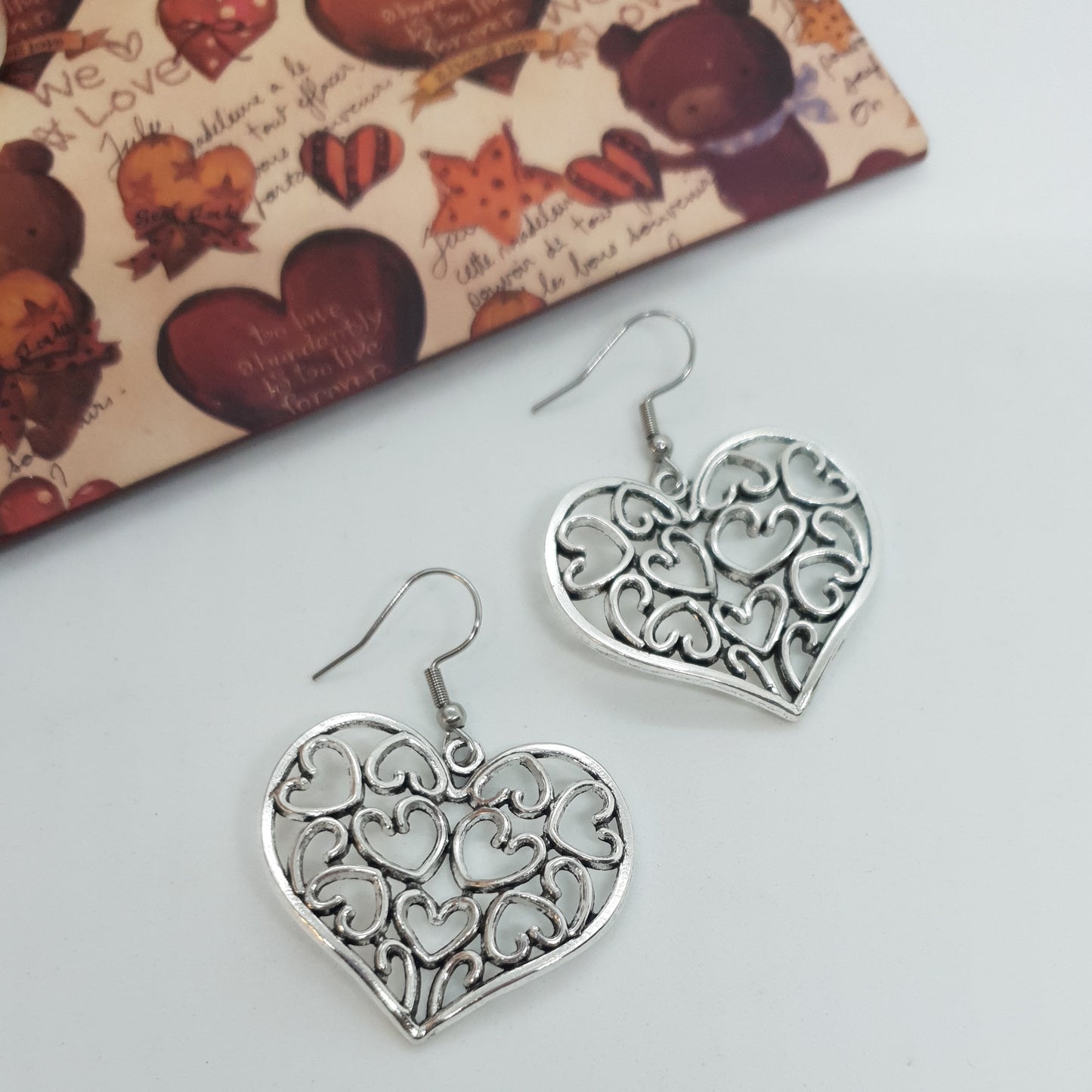 Silver Loads Of Hearts Earrings