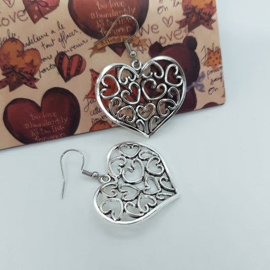 Silver Loads Of Hearts Earrings