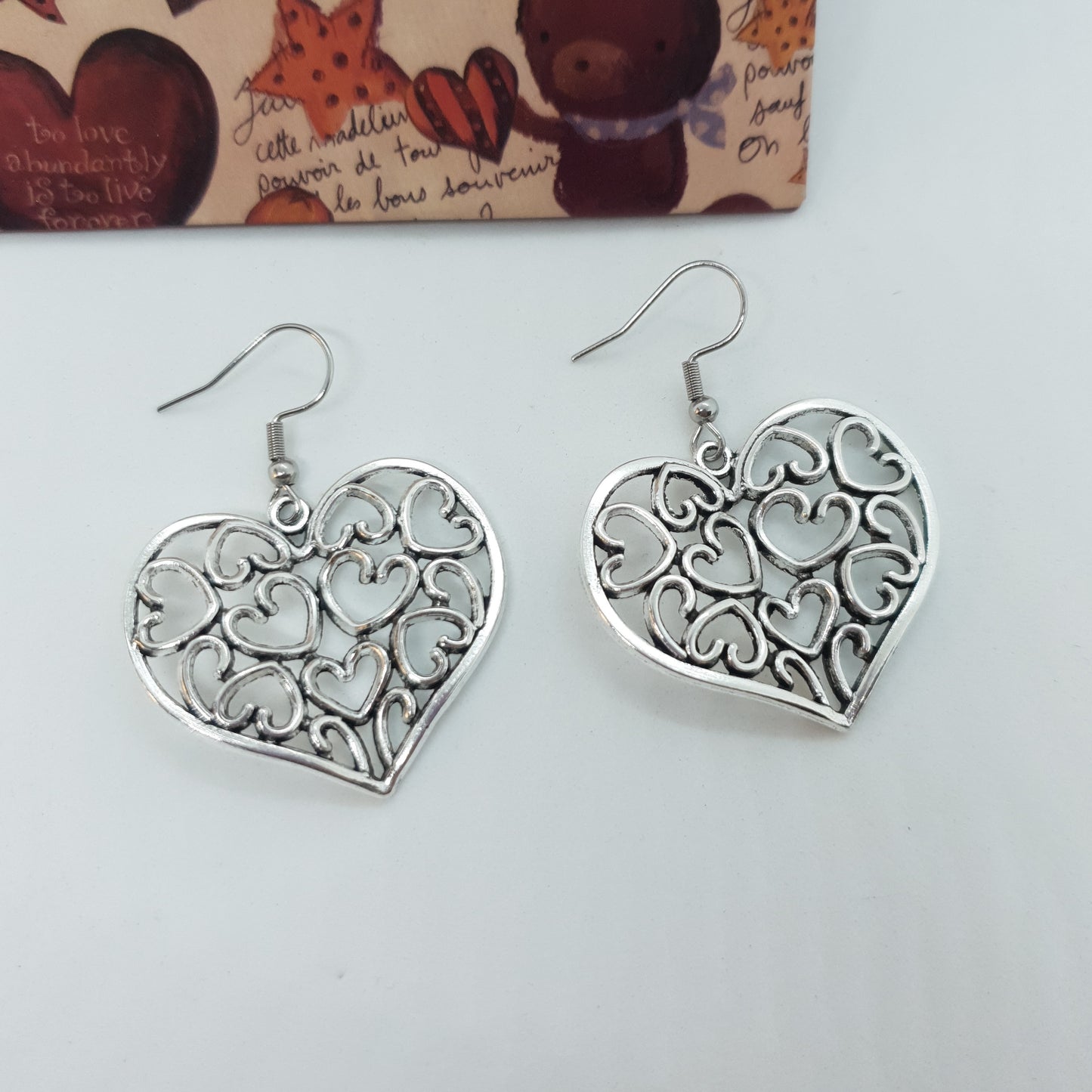 Silver Loads Of Hearts Earrings