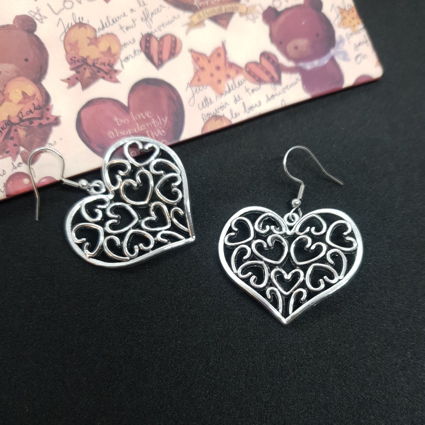 Silver Loads Of Hearts Earrings