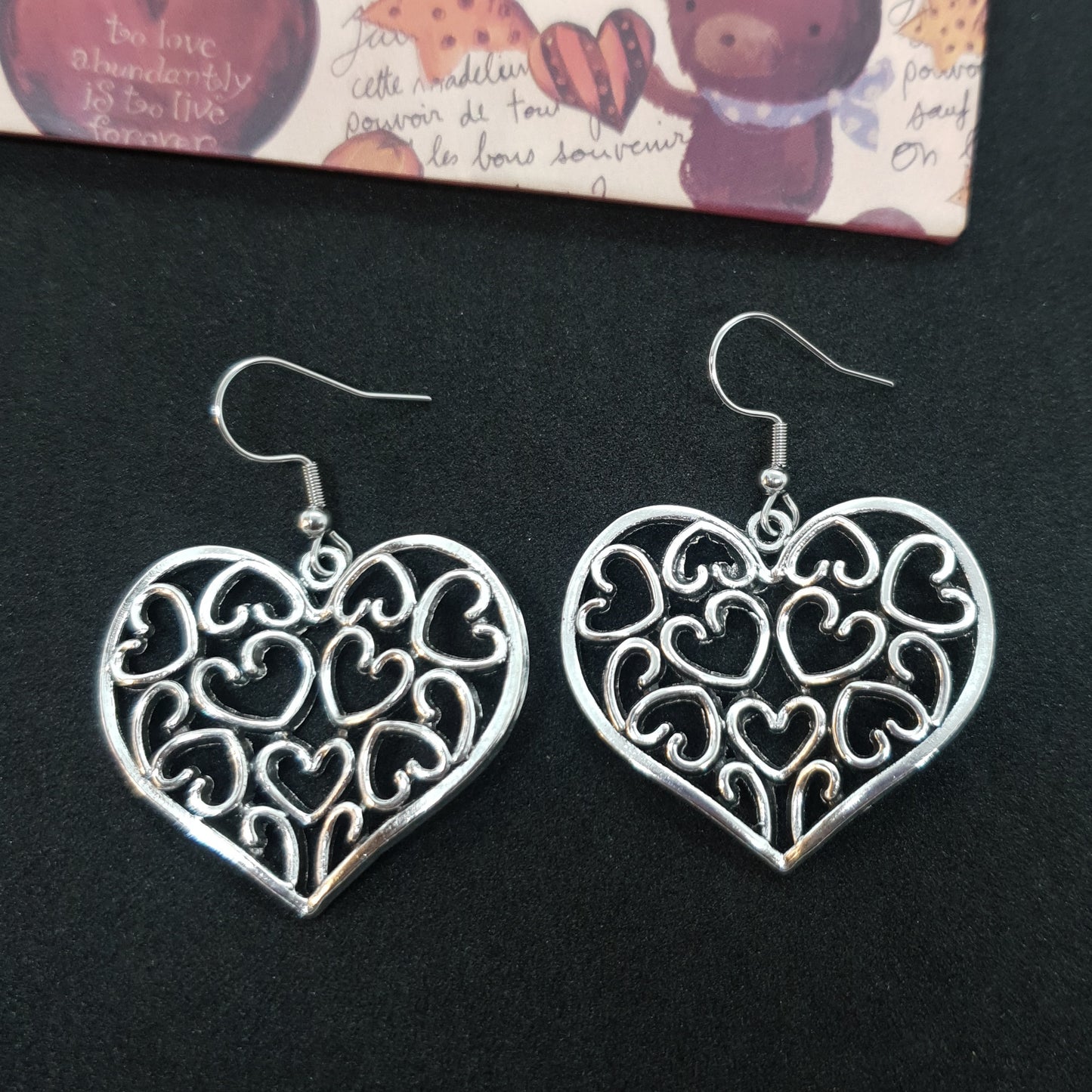 Silver Loads Of Hearts Earrings