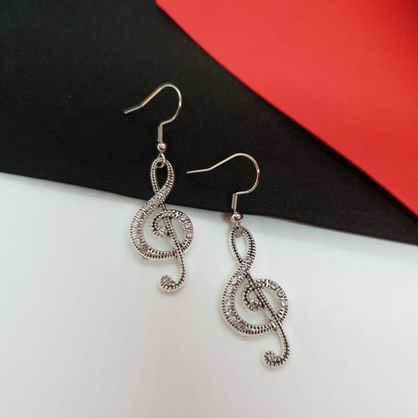 Silver Musical Note Earrings