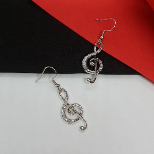 Silver Musical Note Earrings