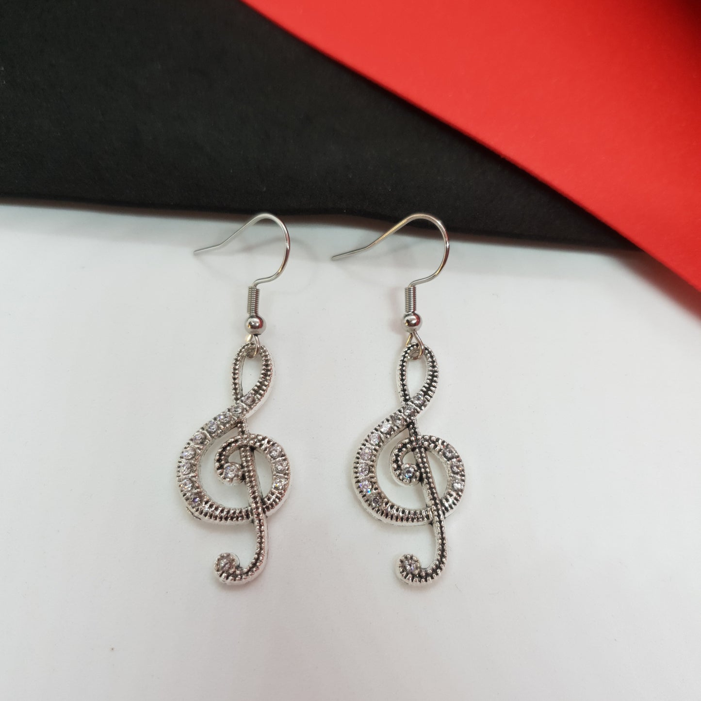 Silver Musical Note Earrings