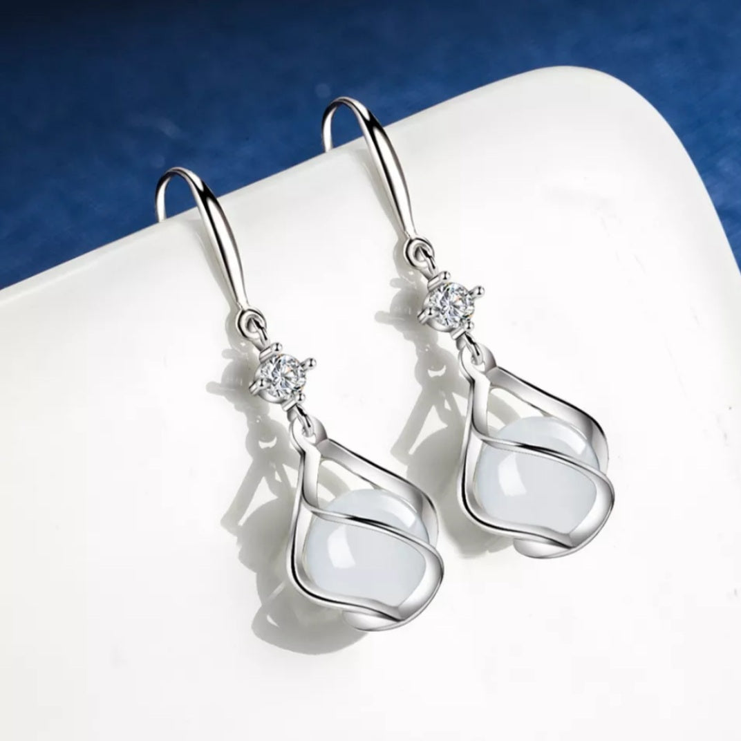 Sterling Silver Opal Stone Earrings