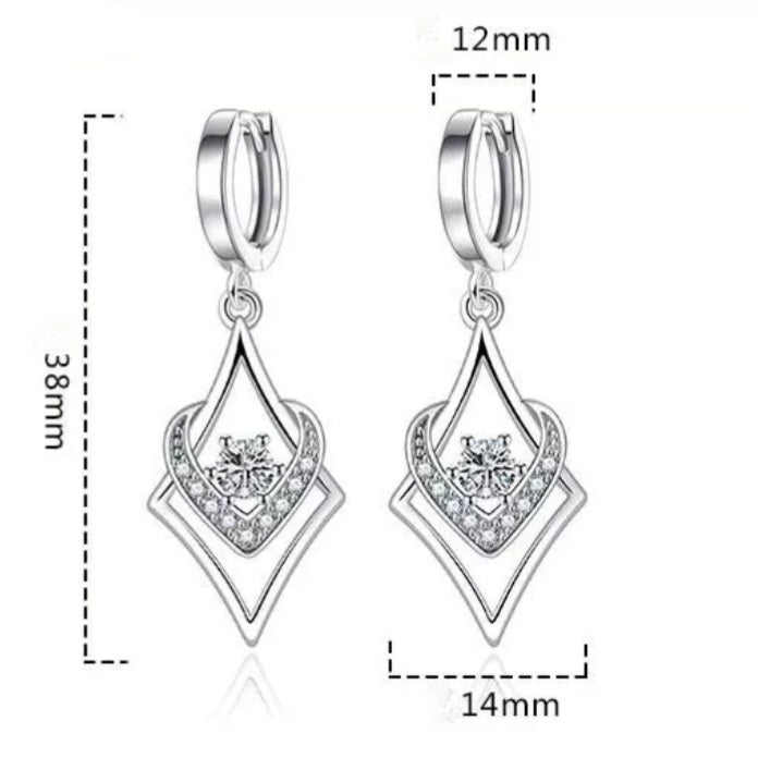 Sterling Silver Rhombus Design Zircon Earrings