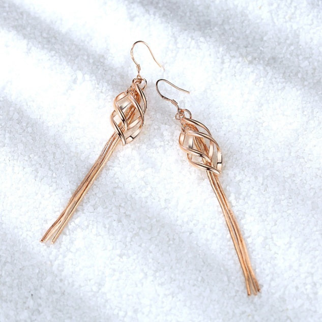 Rose Gold Elegant Tassel Drop Earrings