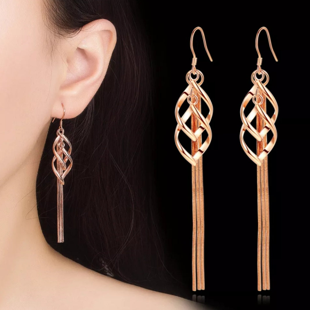 Rose Gold Elegant Tassel Drop Earrings