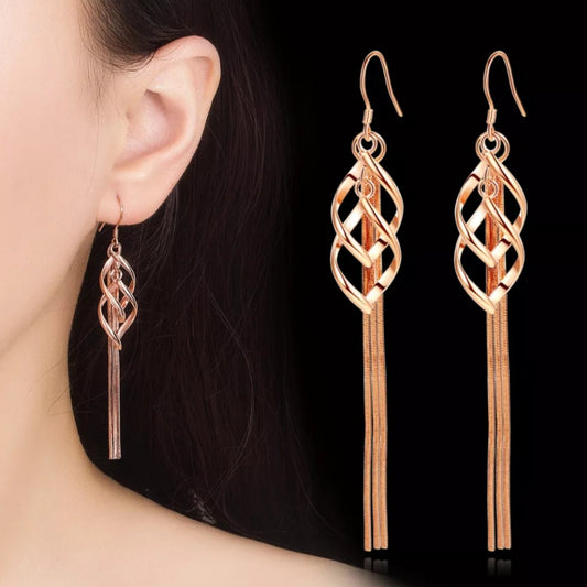 Rose Gold Elegant Tassel Drop Earrings