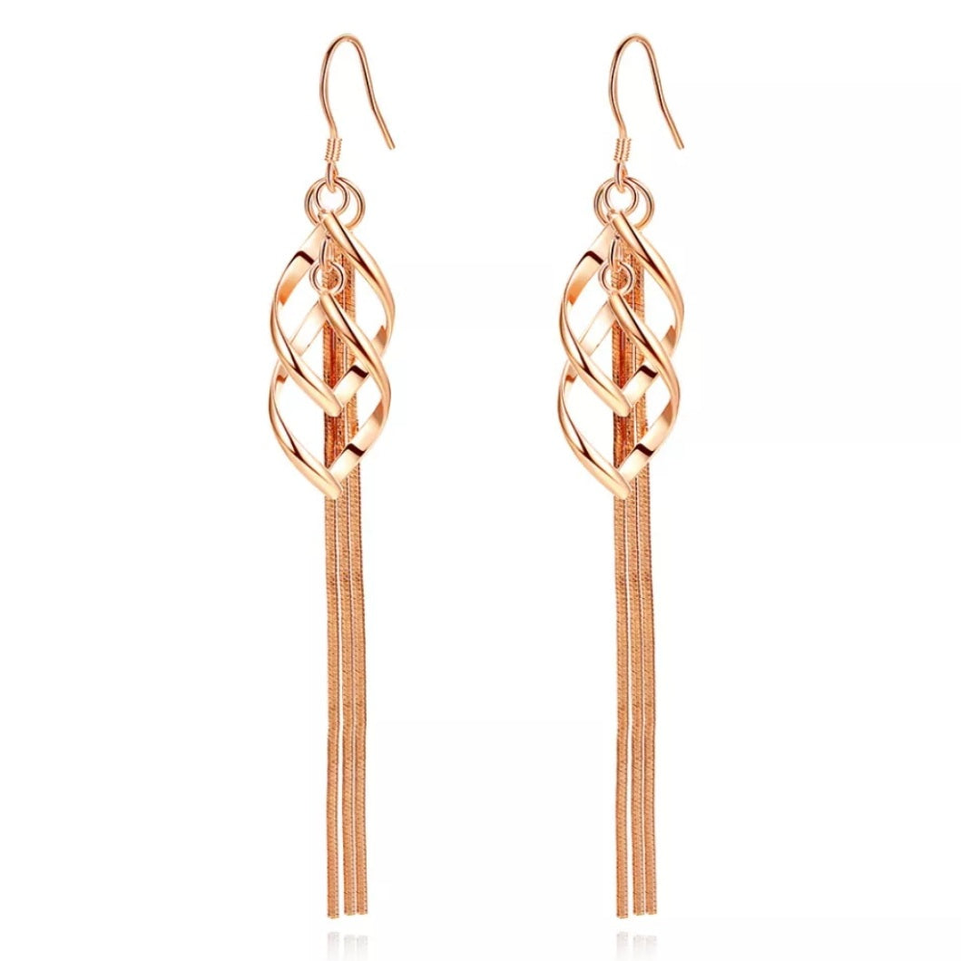 Rose Gold Elegant Tassel Drop Earrings