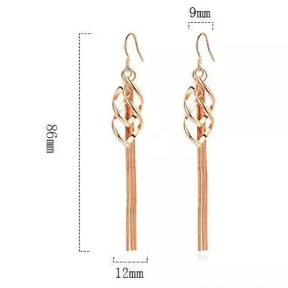 Rose Gold Elegant Tassel Drop Earrings