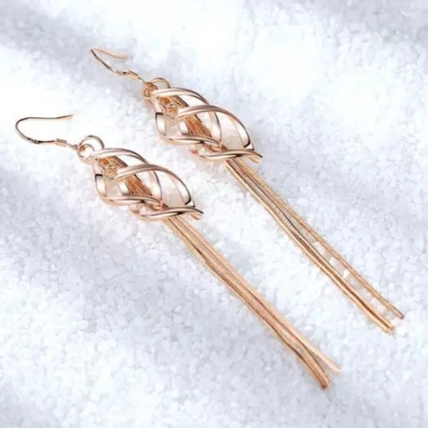 Rose Gold Elegant Tassel Drop Earrings