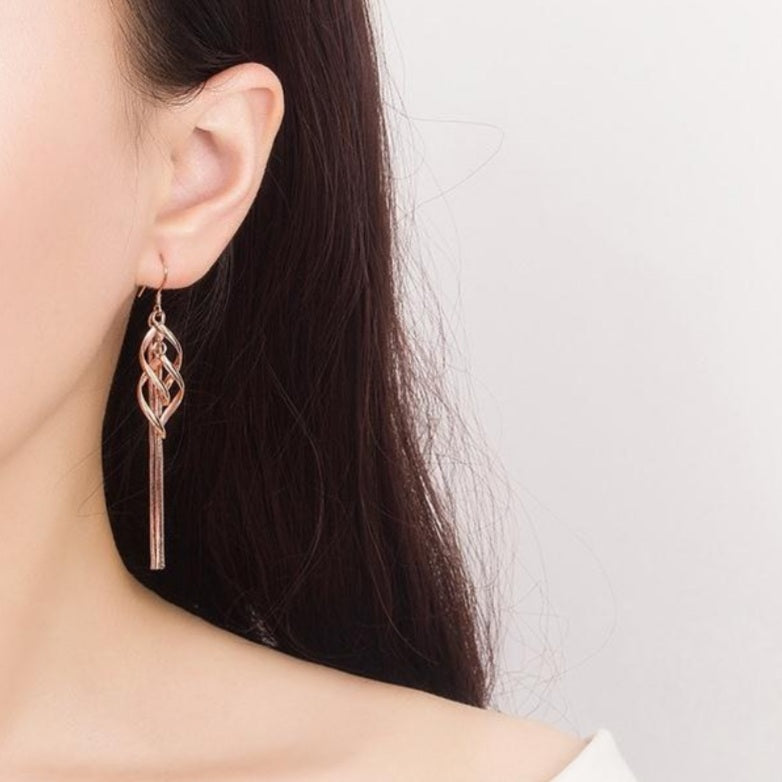 Rose Gold Elegant Tassel Drop Earrings