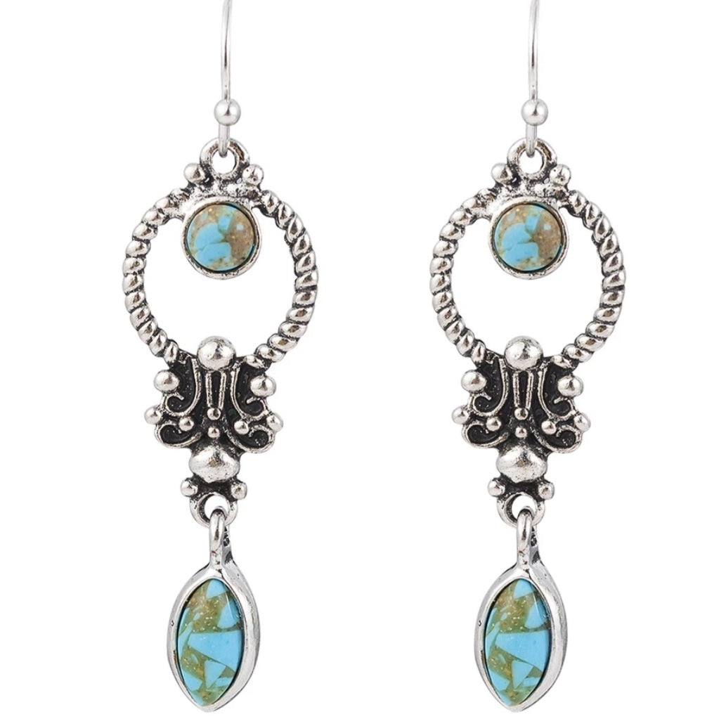 Indian Tribal Resin Stone Drop Earrings