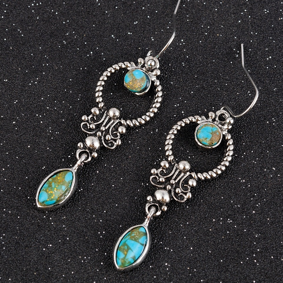 Indian Tribal Resin Stone Drop Earrings