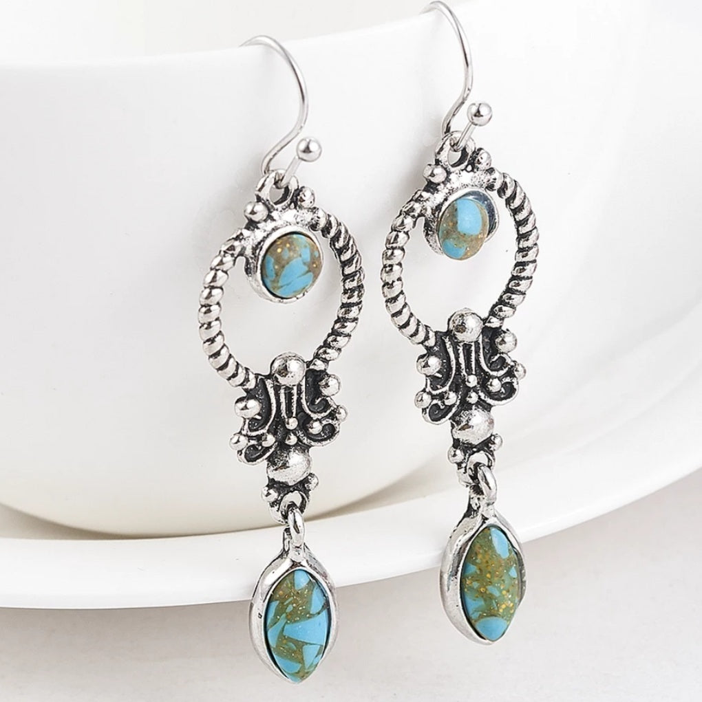 Indian Tribal Resin Stone Drop Earrings