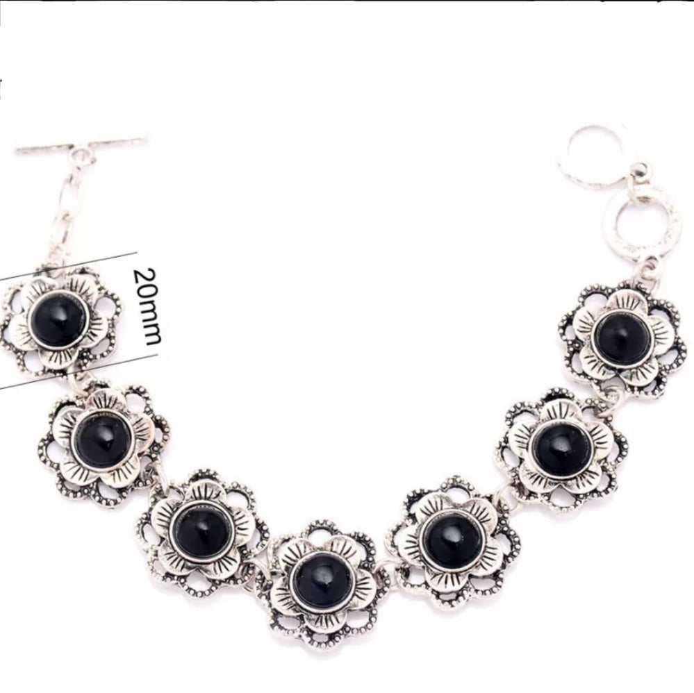 3 PCS Tibetan Silver Flower Jewellery Set