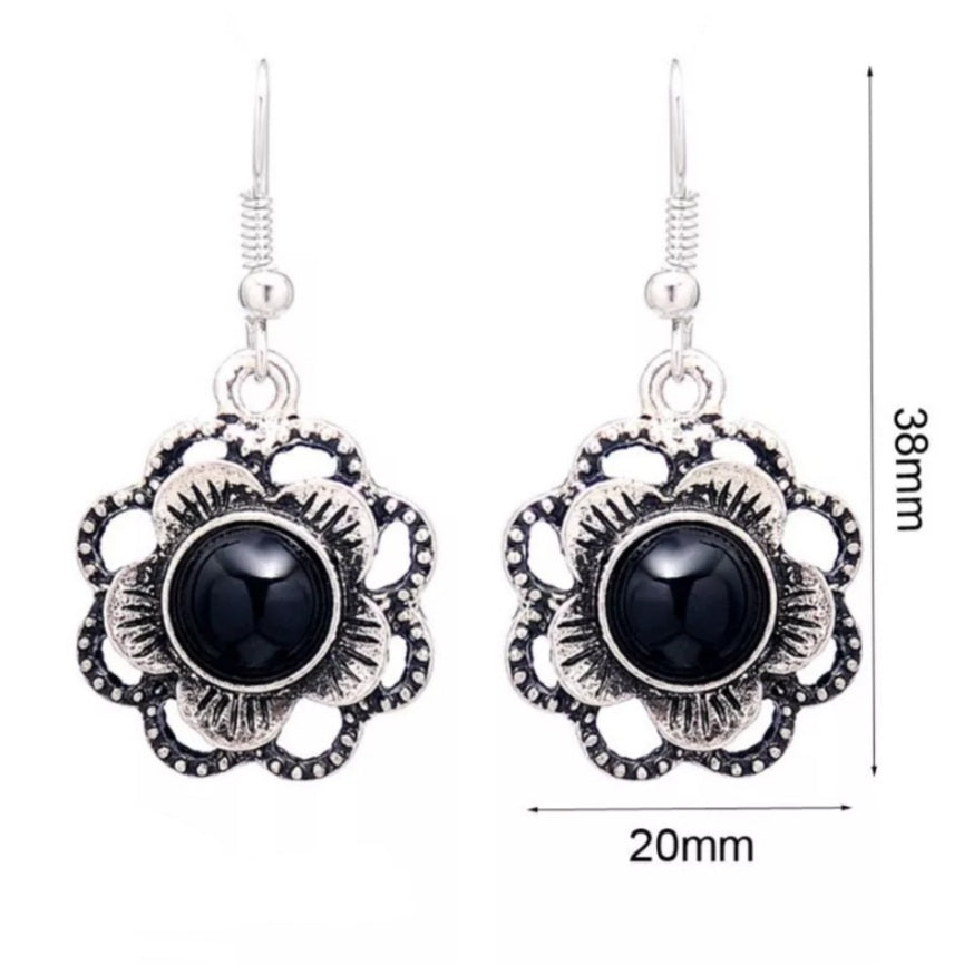 3 PCS Tibetan Silver Flower Jewellery Set