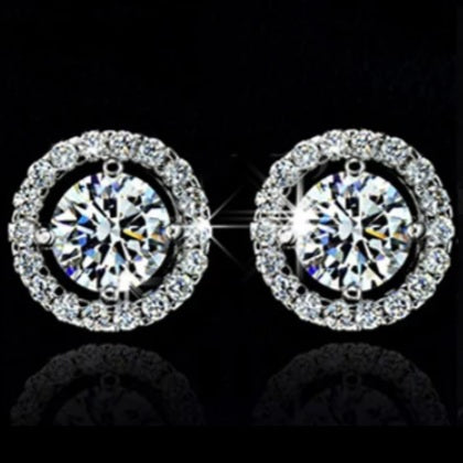 925 Sterling Silver Round Zircon Earring Necklace Ring Set