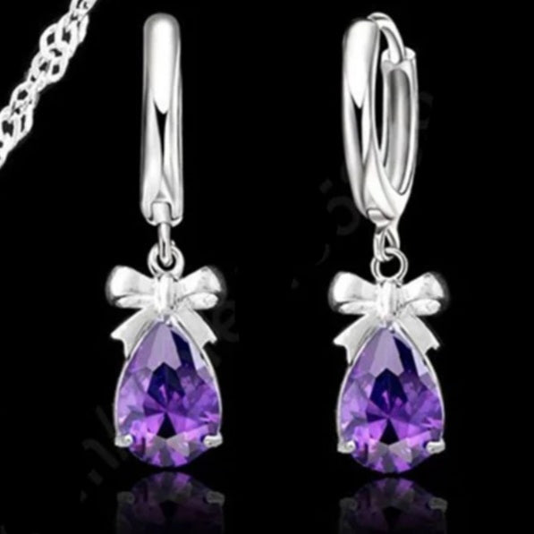 925 Sterling Silver Bowknot Earring Necklace Set