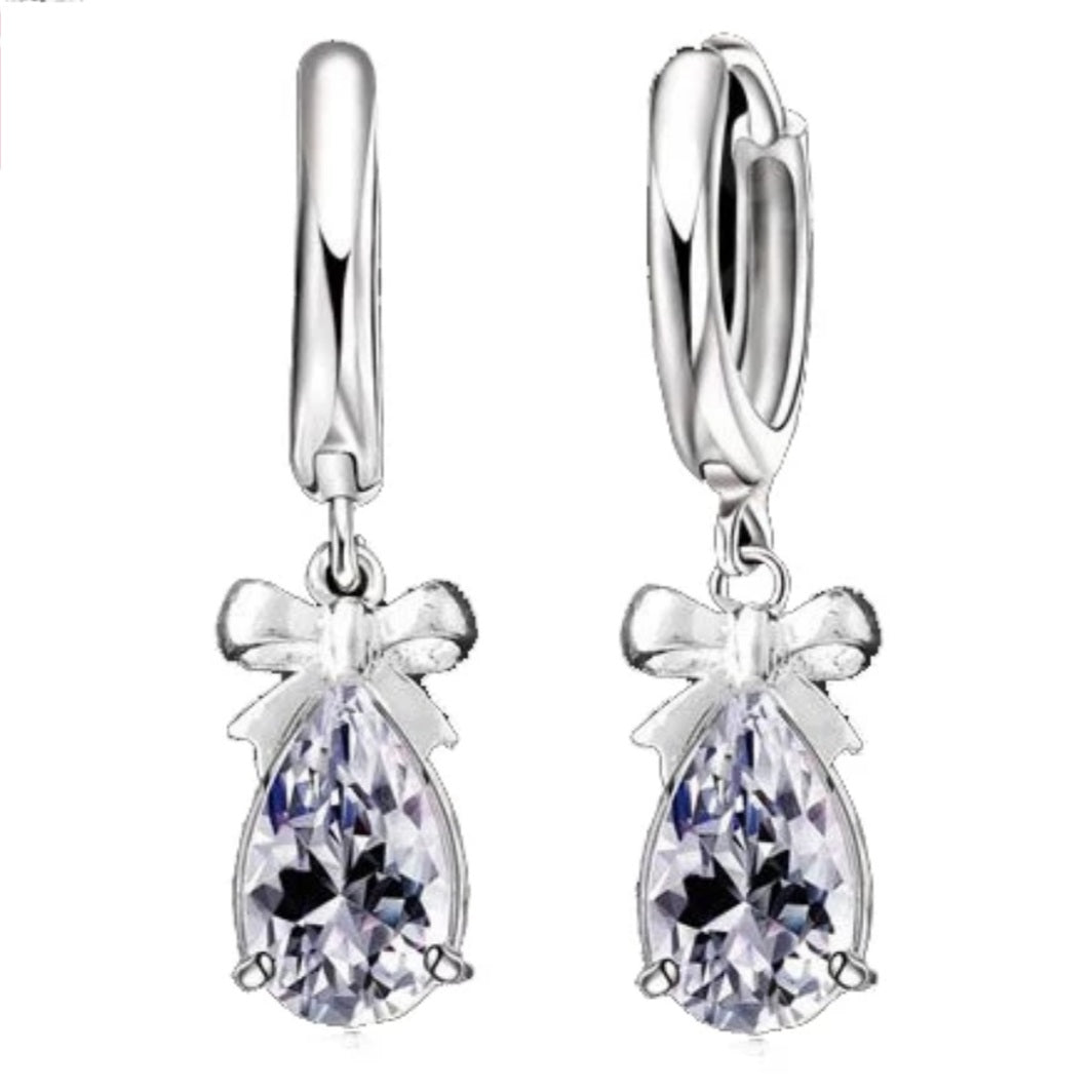 925 Sterling Silver Bowknot Earring Necklace Set