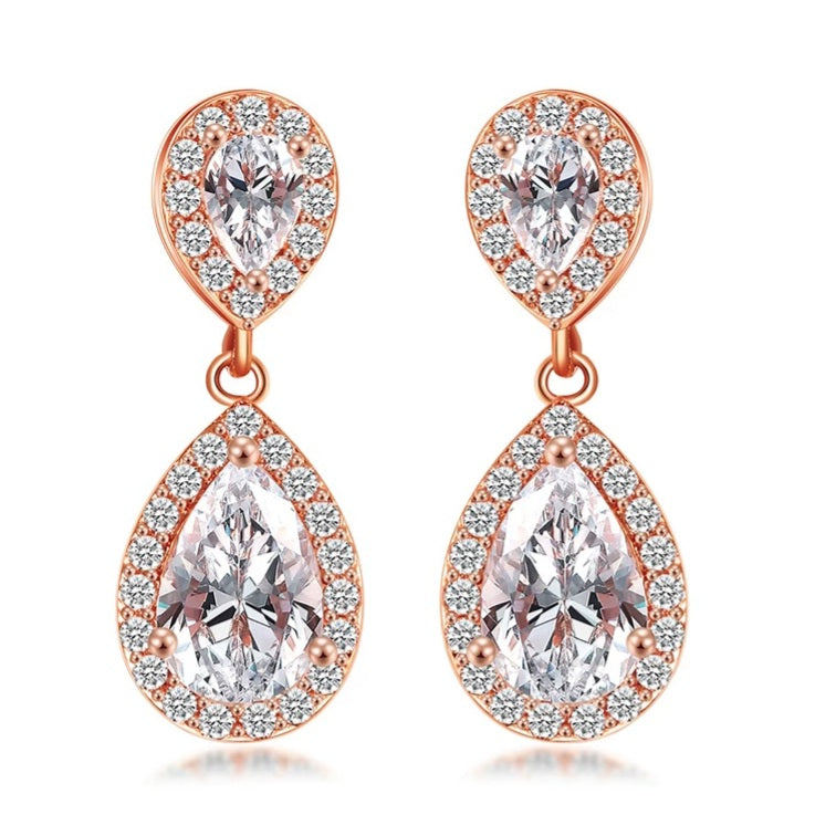 Luxury Double Water Drop Zirconia Jewellery Set