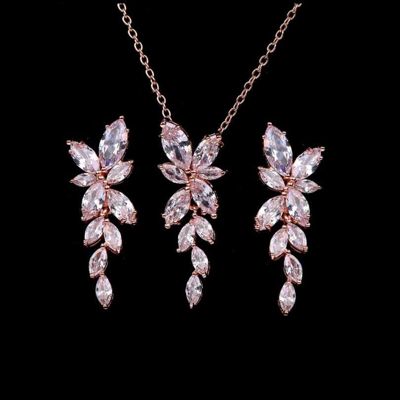 Luxury Sparkling Leaves Jewellery Set