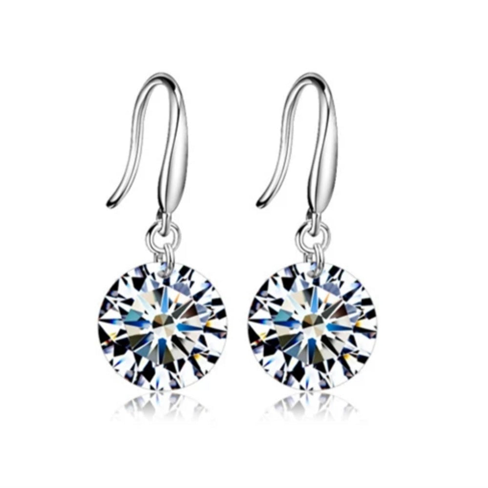 Dainty Silver 8mm Cubic Zirconia Drop Earrings