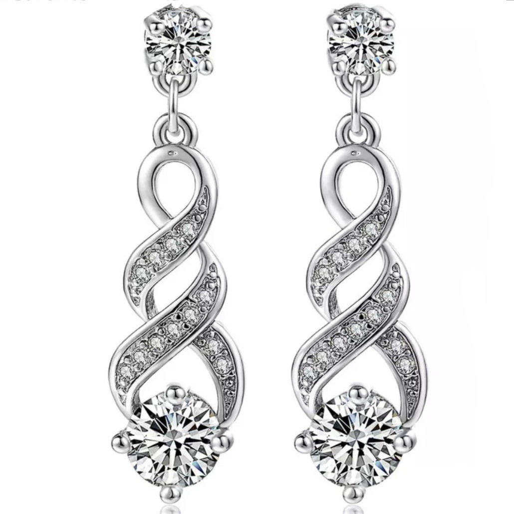 Cubic Zirconia Twist Drop Earrings