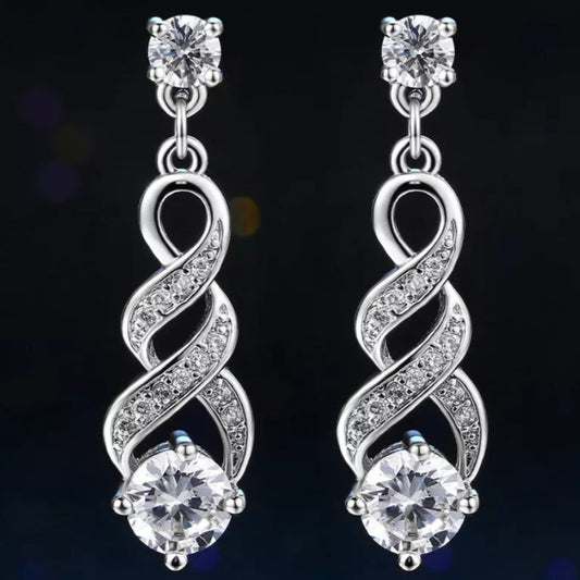 Cubic Zirconia Twist Drop Earrings