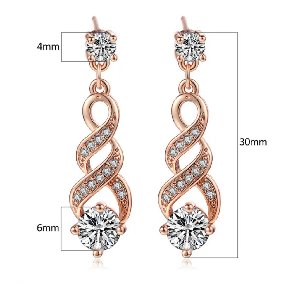 Cubic Zirconia Twist Drop Earrings